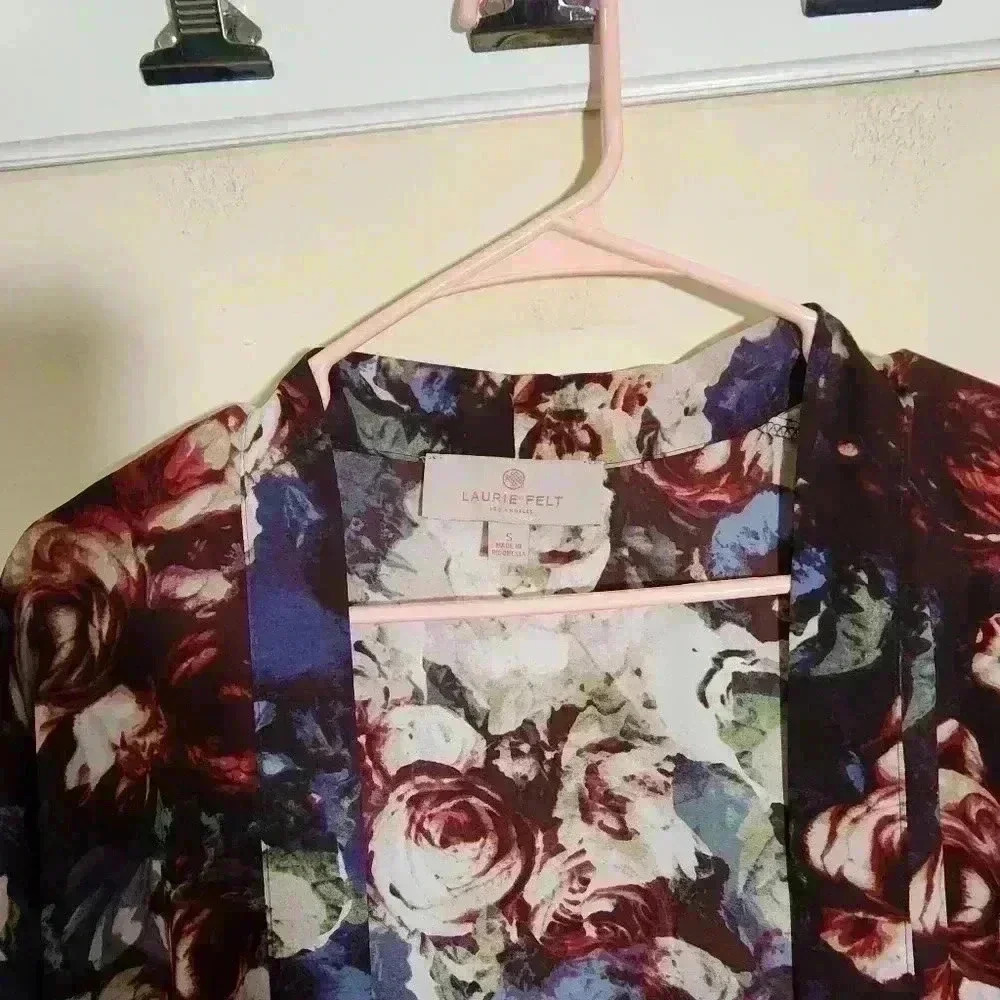 Laurie felt  floral open cardigan kimono purple and red/blue size small - Picture 6 of 7
